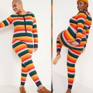 Old Navy Match The Fam Colorful Rainbow Striped Onesie Pajamas Size XXXL